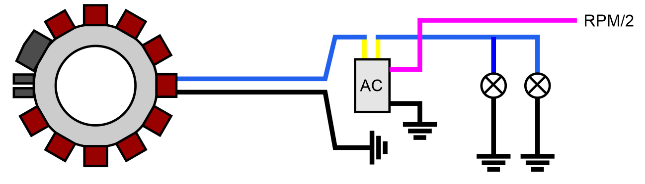 Schema VAPE-Zündung AC mit Drehzahl-Ausgang - Regler R110