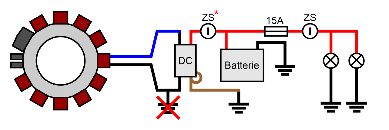 Schema VAPE-Zündung DC mit Batterie